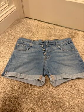 Seven For All Mankind Women’s Light Blue Denim Roll-Cuff Shorts